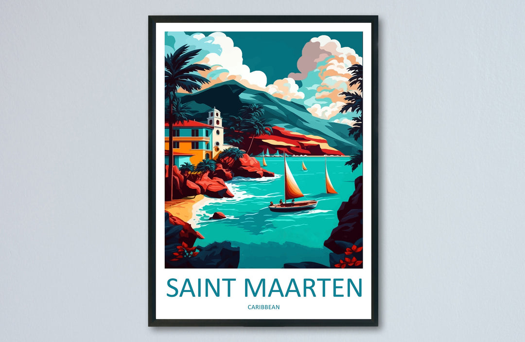 Saint Maarten Travel Print Wall Art Saint Maarten Wall Hanging Home Décor Saint Maarten Gift Art Lovers Wall Art Caribbean Travel Print