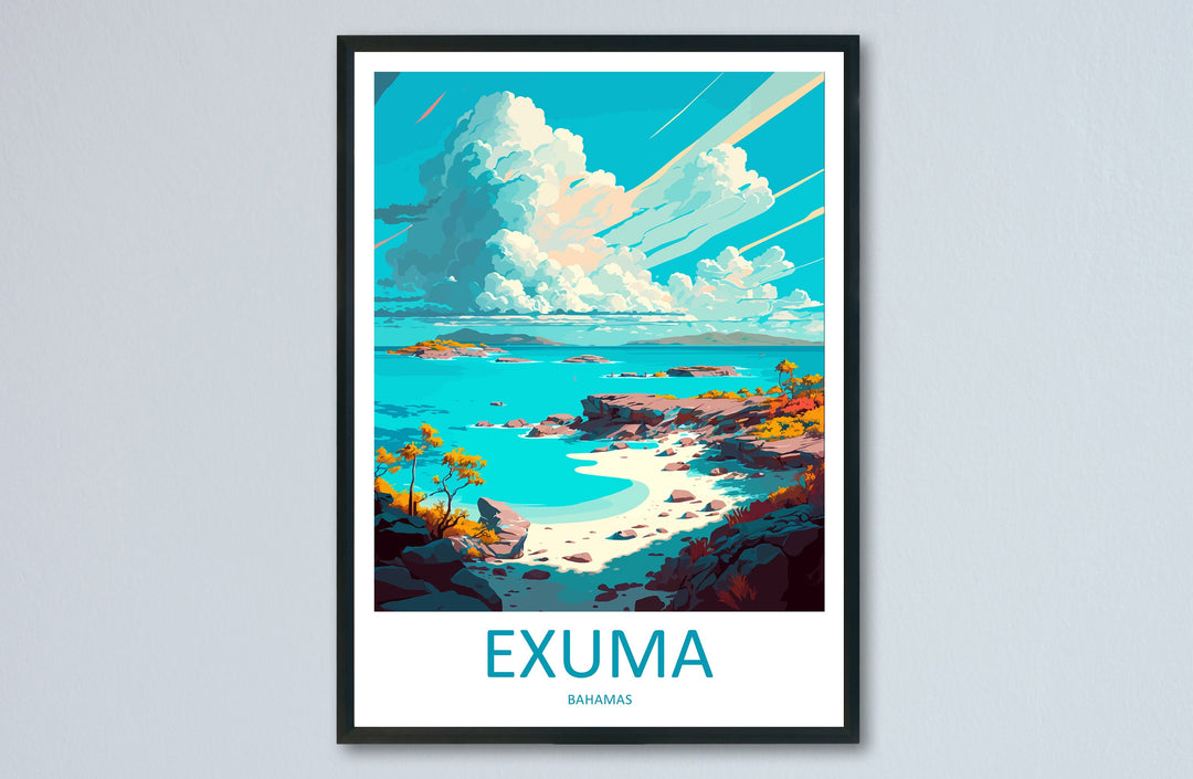 Exuma Travel Print Wall Art Exuma Wall Hanging Home Décor Exuma Gift Art Lovers Wall Art Caribbean Travel Print