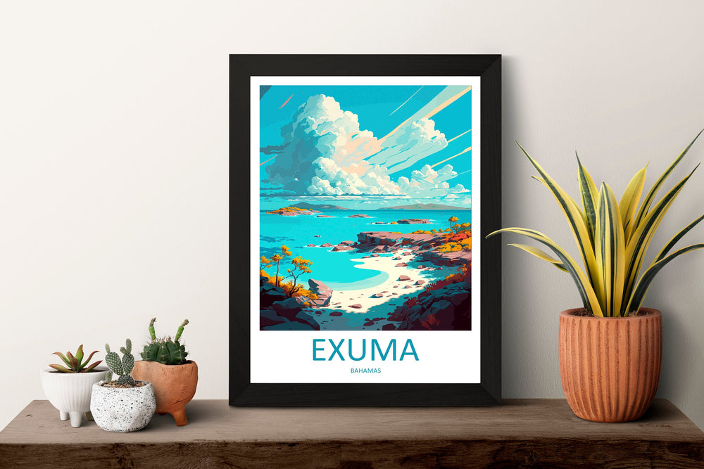 Exuma Travel Print Wall Art Exuma Wall Hanging Home Décor Exuma Gift Art Lovers Wall Art Caribbean Travel Print