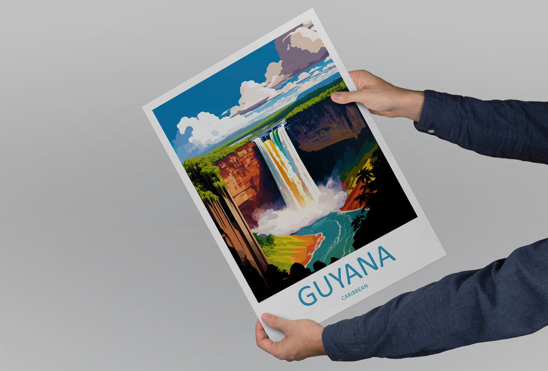 Guyana Travel Print Wall Art Guyana Wall Hanging Home Décor Guyana Gift Art Lovers Wall Art Caribbean Travel Print