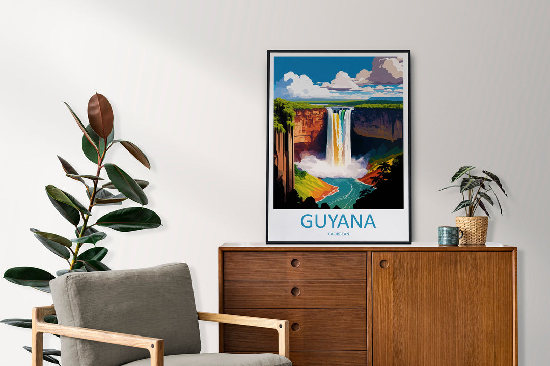 Guyana Travel Print Wall Art Guyana Wall Hanging Home Décor Guyana Gift Art Lovers Wall Art Caribbean Travel Print