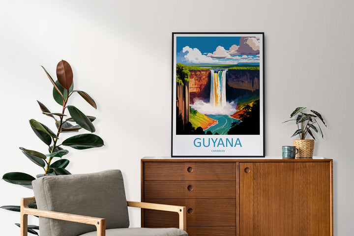Guyana Travel Print Wall Art Guyana Wall Hanging Home Décor Guyana Gift Art Lovers Wall Art Caribbean Travel Print
