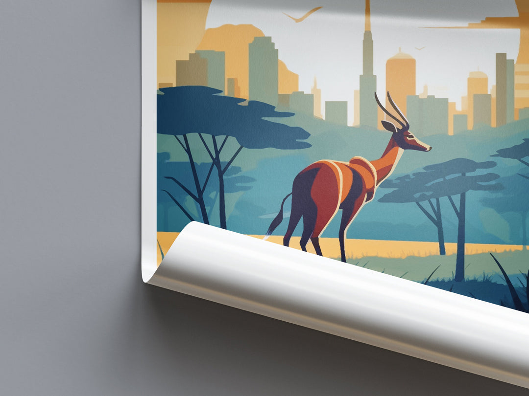 Nairobi Travel Print Wall Art Nairobi Wall Hanging Home Décor Nairobi Gift Art Lovers Kenya Art Lover Gift Kenya Travel Print