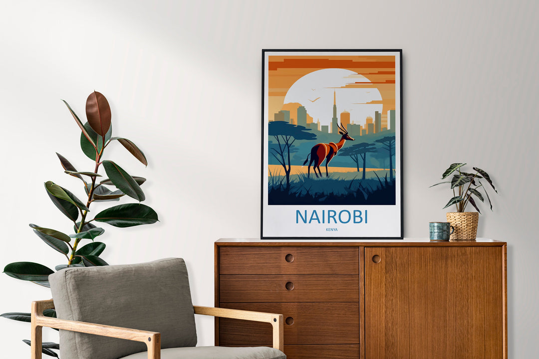 Nairobi Travel Print Wall Art Nairobi Wall Hanging Home Décor Nairobi Gift Art Lovers Kenya Art Lover Gift Kenya Travel Print