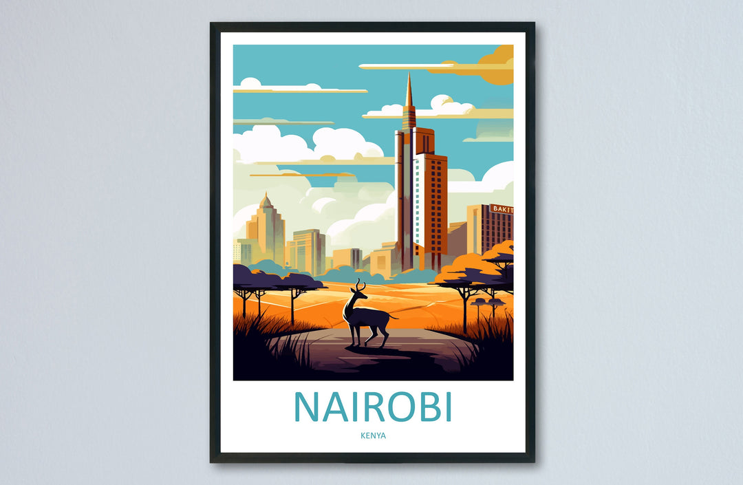 Nairobi Travel Print Wall Art Nairobi Wall Hanging Home Décor Nairobi Gift Art Lovers Kenya Art Lover Gift Kenya Travel Print