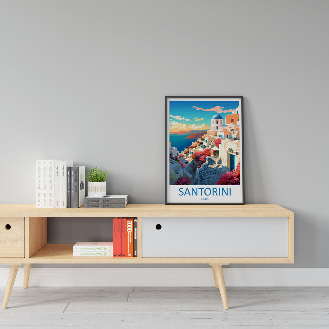 Santorini Travel Print Wall Art Santorini Greece Wall Hanging Home Decoration Santorini Gift Art Lovers Wall Art Print Santorini Greek Print