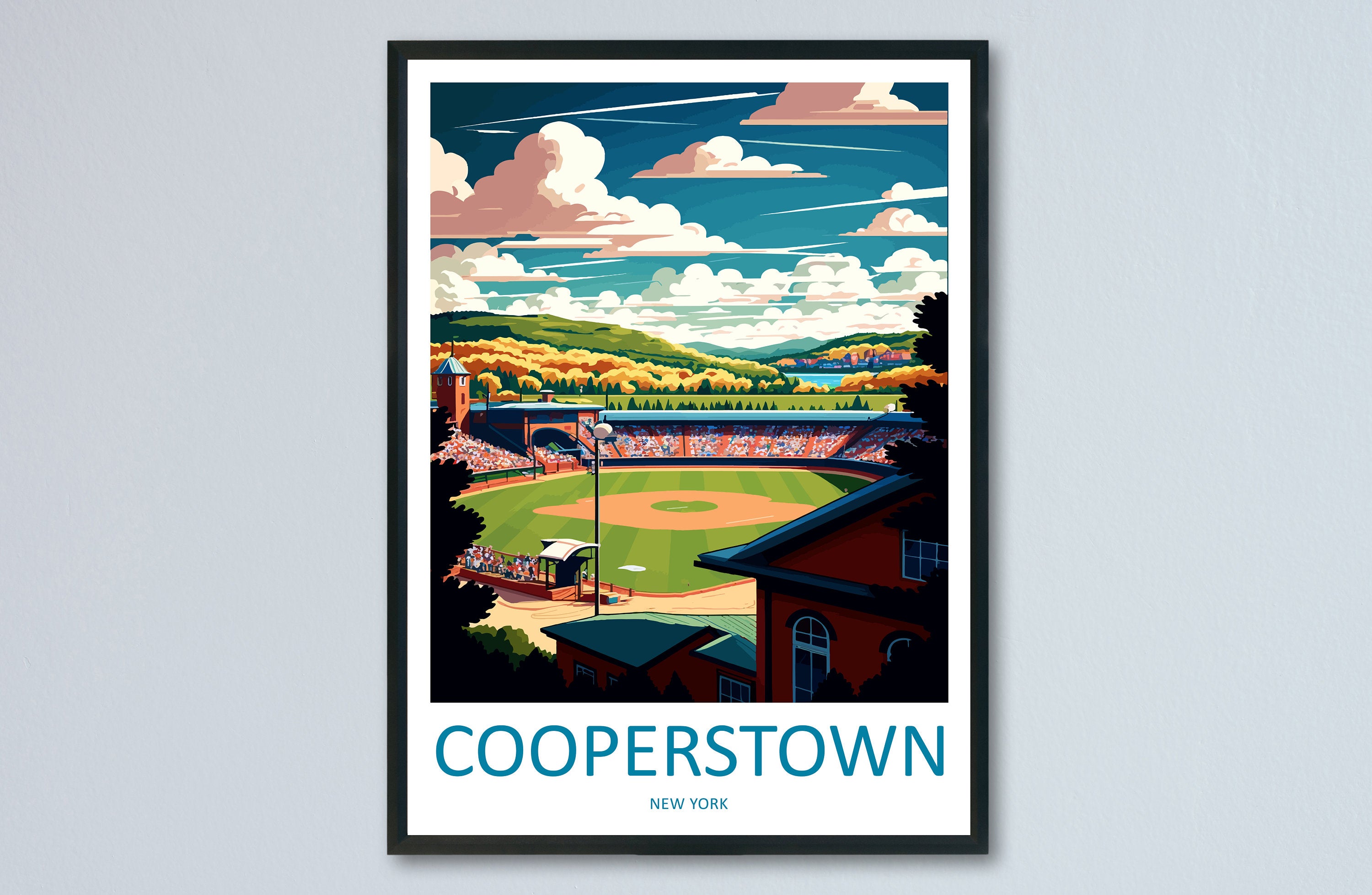 Cooperstown Travel Print Wall Art Cooperstown Wall Hanging Home Décor Cooperstown Gift Art Lovers New York State Art Gift Lover Print