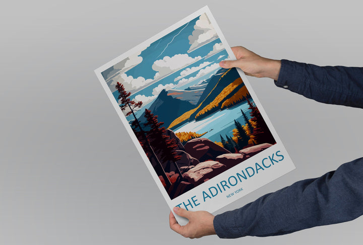 The Adirondacks Travel Print Wall Art The Adirondacks Wall Hanging Home Décor The Adirondacks Gift Art Lovers New York State Art Gift