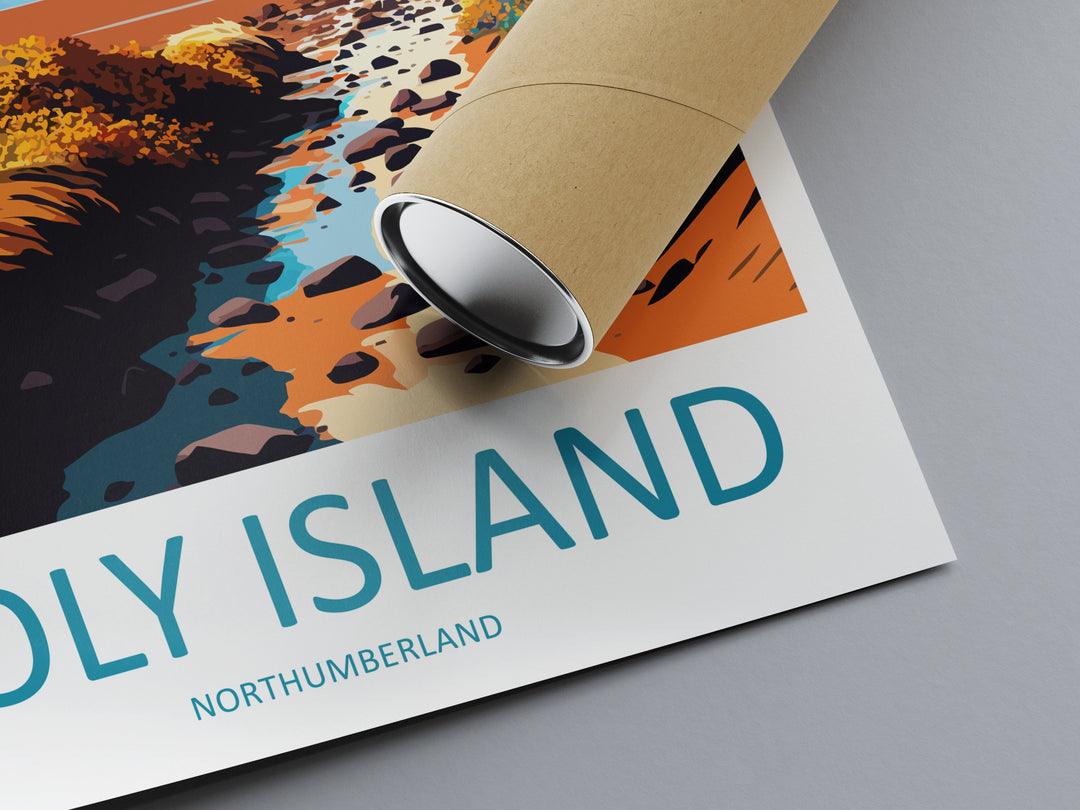Holy Island Travel Print Wall Art Holy Island Wall Hanging Home Décor Holy Island Gift Art Lovers England Art Lover Gift Print