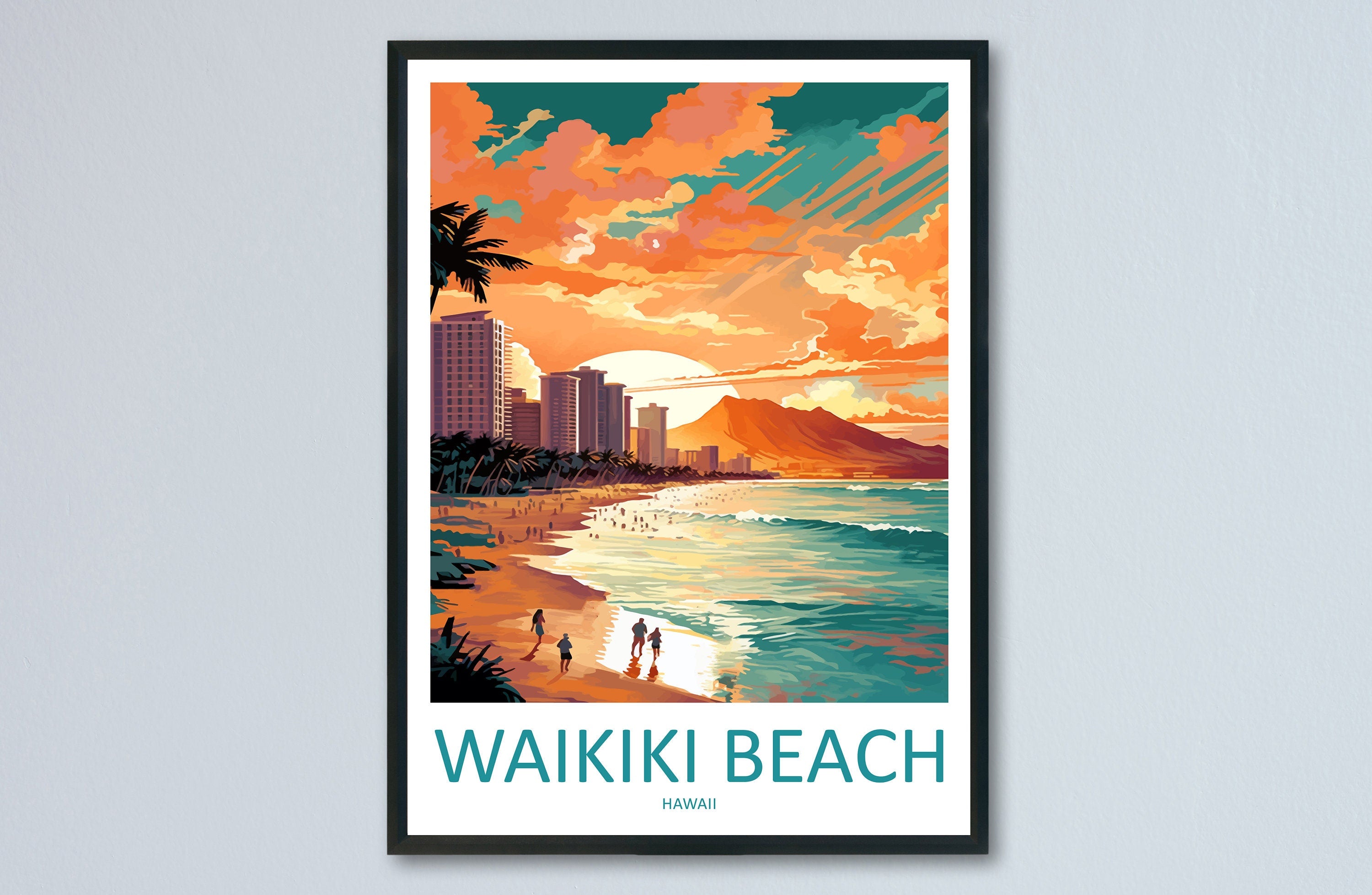 Waikiki Beach Travel Print