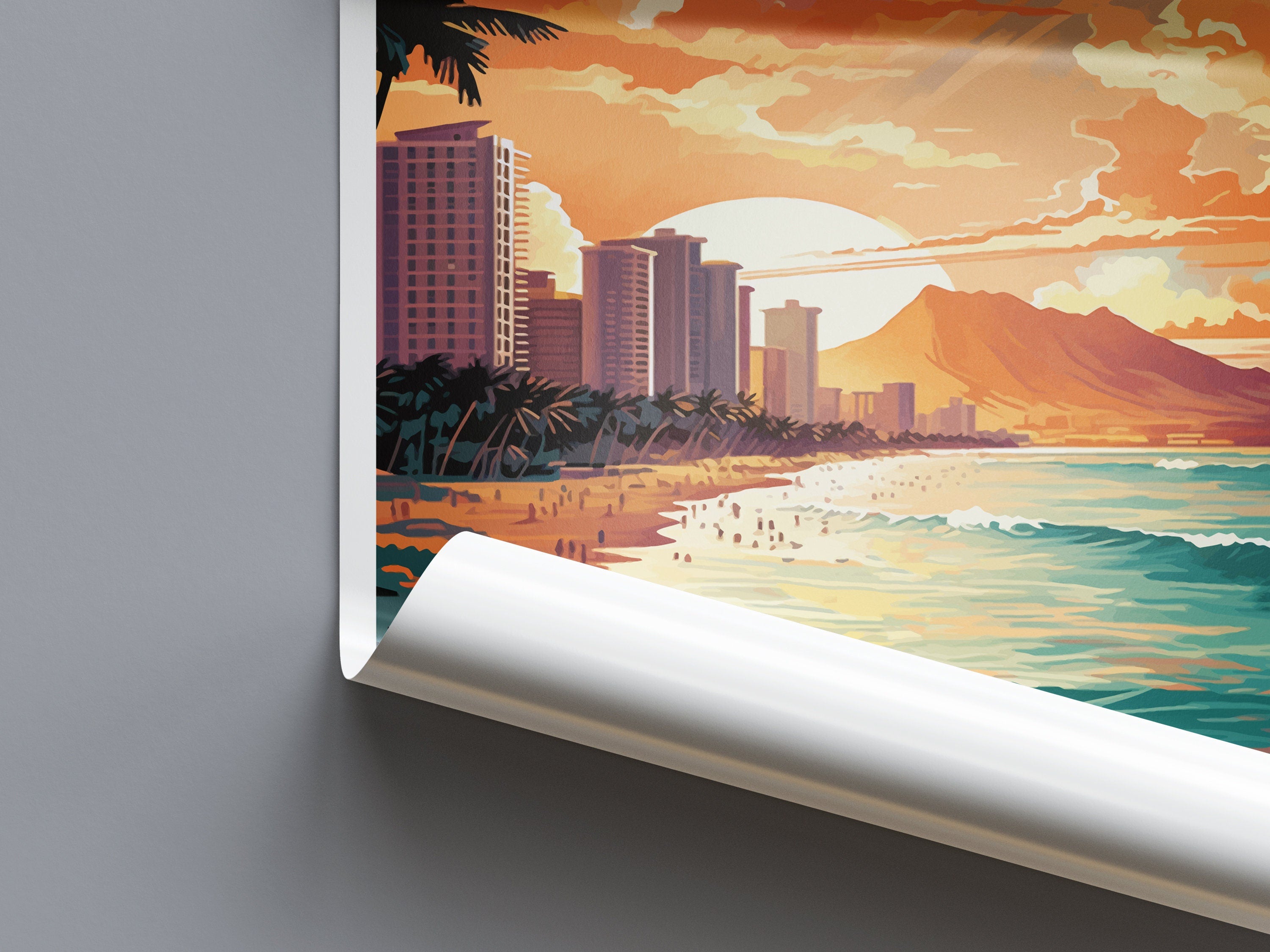 Waikiki Beach Travel Print