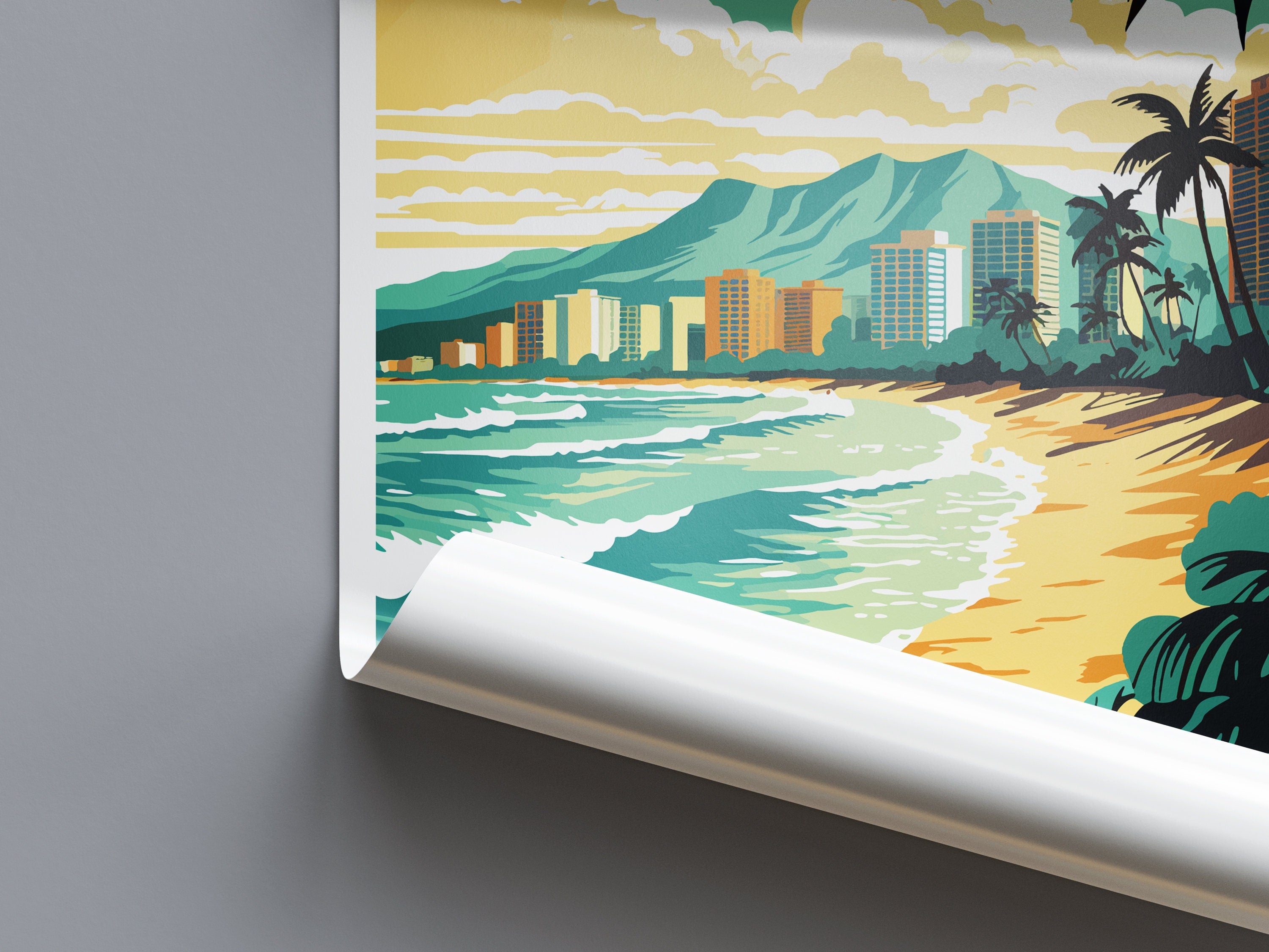 Waikiki Beach Travel Print