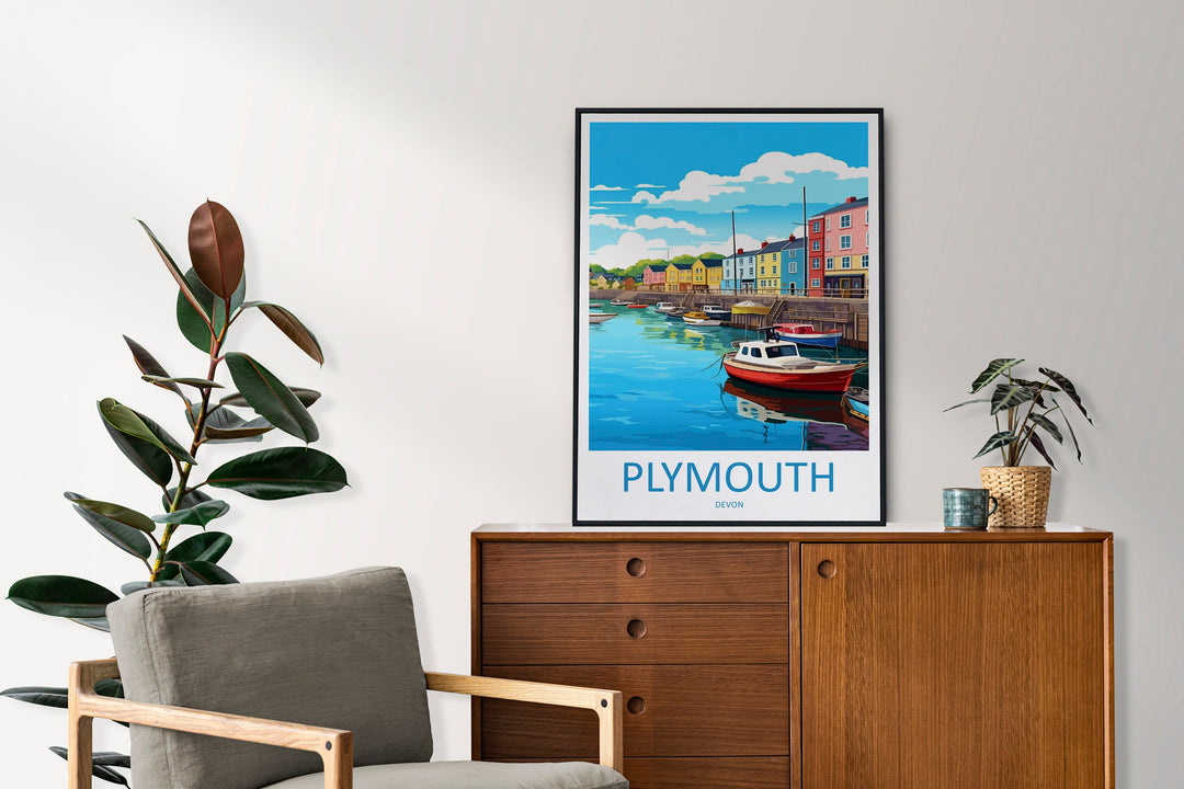 Plymouth Travel Print Wall Art Plymouth Wall Hanging Home Décor Plymouth Gift Art Lovers England Art Lover Gift Plymouth Art Poster