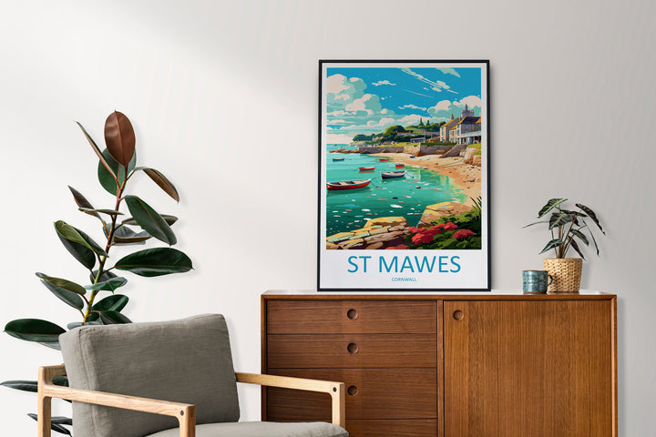 St Mawes Travel Print Wall Art St Mawes Wall Hanging Home Décor St Mawes Gift Art Lovers England Art Lover Gift St Mawes Travel Décor