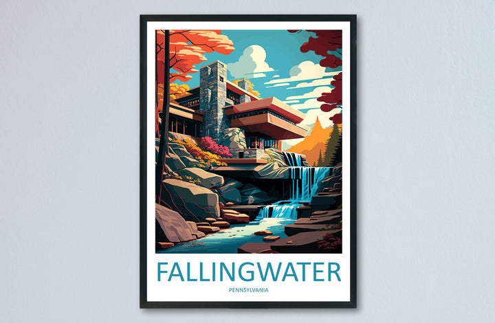 Fallingwater Travel Print Wall Art Fallingwater Wall Hanging Home Décor Fallingwater Gift Art Lovers Pennsylvania Art Lover Travel Art