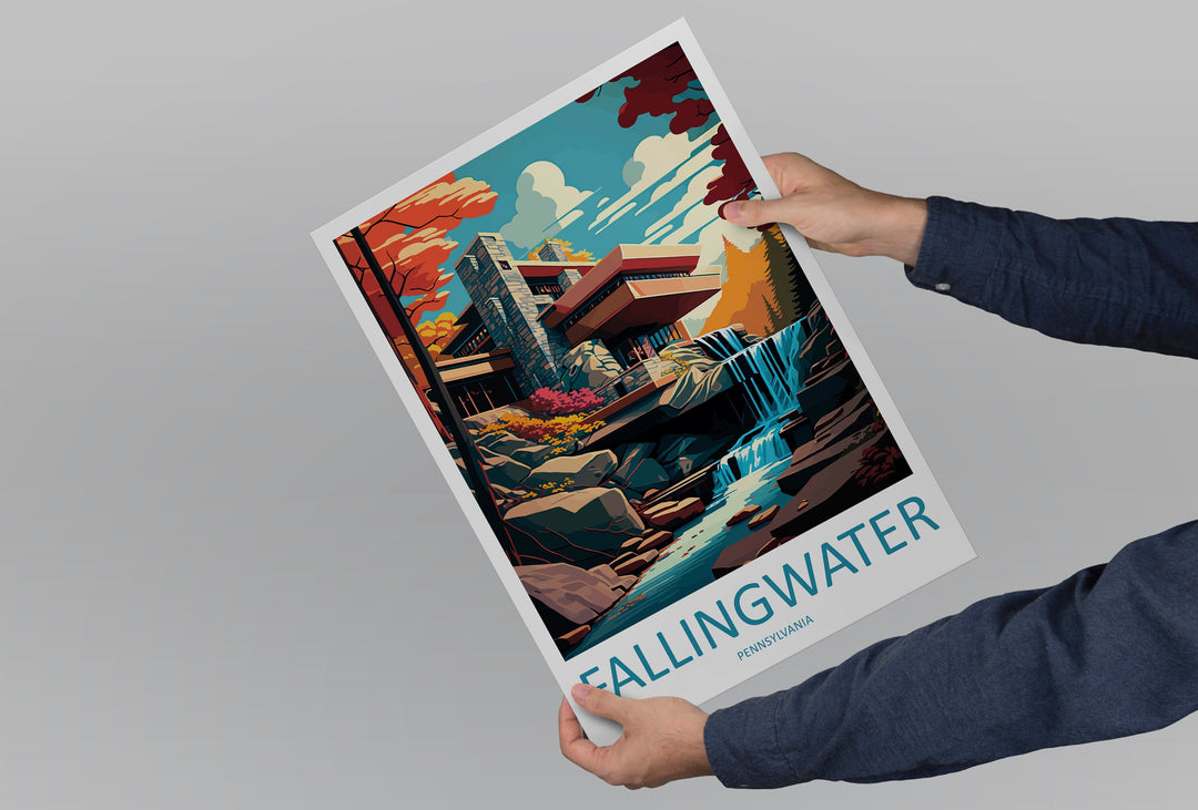 Fallingwater Travel Print Wall Art Fallingwater Wall Hanging Home Décor Fallingwater Gift Art Lovers Pennsylvania Art Lover Travel Art