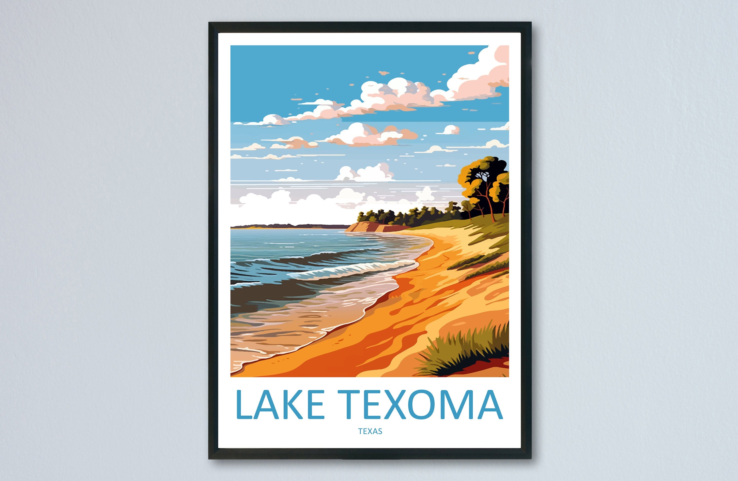 Lake Texoma Travel Print Wall Art Lake Texoma Wall Hanging Home Décor Lake Texoma Gift Art Lovers Texas Art Lover Gift Texas