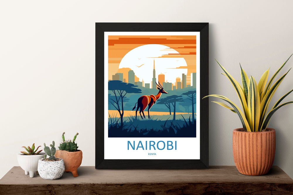 Nairobi Travel Print Wall Art Nairobi Wall Hanging Home Décor Nairobi Gift Art Lovers Kenya Art Lover Gift Kenya Travel Print