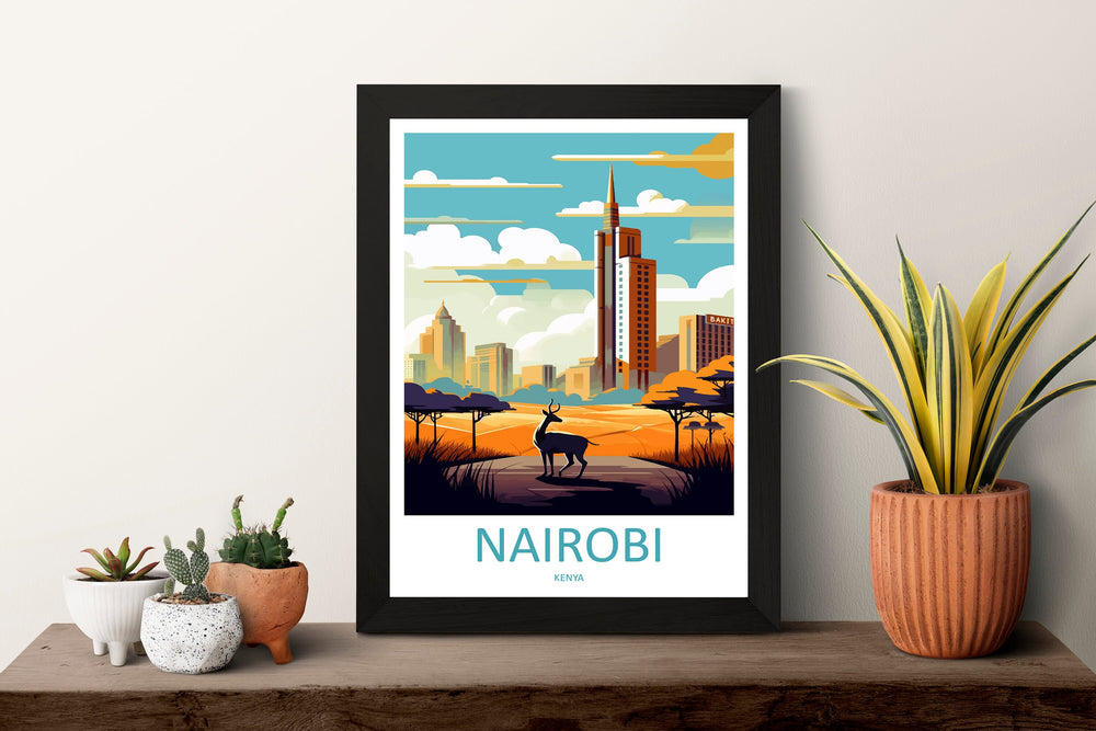 Nairobi Travel Print Wall Art Nairobi Wall Hanging Home Décor Nairobi Gift Art Lovers Kenya Art Lover Gift Kenya Travel Print