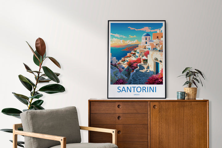 Santorini Travel Print Wall Art Santorini Greece Wall Hanging Home Decoration Santorini Gift Art Lovers Wall Art Print Santorini Greek Print