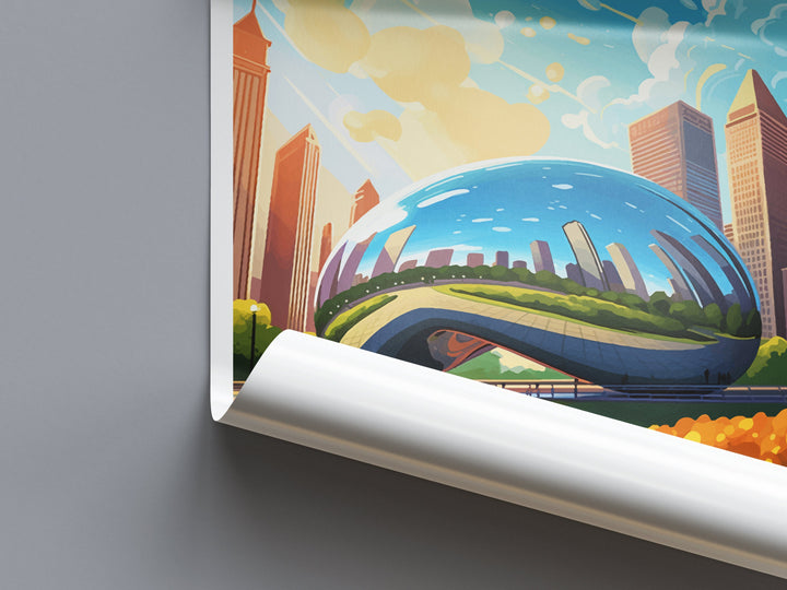 Chicago Travel Print Wall Art Chicago Wall Hanging Home Décor Chicago Gift Art Lovers Illinois Art Lover Gift Millennium Park Chicago Gift