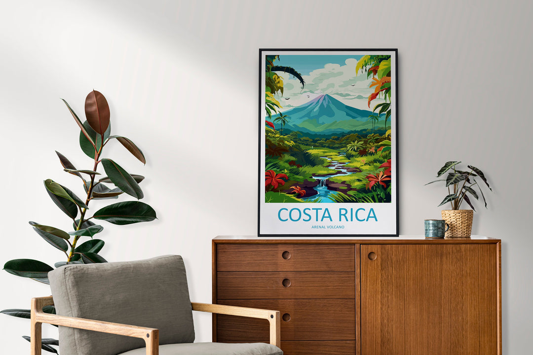Costa Rica Arenal Volcano Travel Print Wall Art Costa Rica Wall Hanging Home Décor Costa Rica Gift Art Lovers Wall Art Caribbean Travel Art