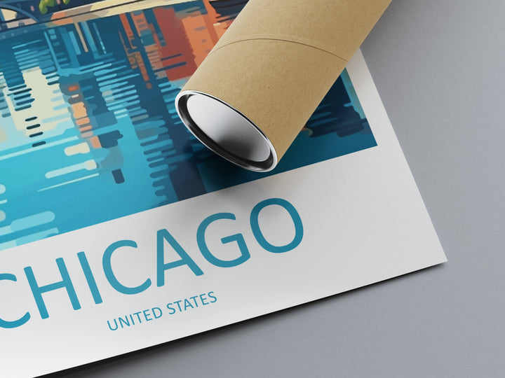 Chicago Travel Print Wall Art Chicago Wall Hanging Home Décor Chicago Gift Art Lovers Illinois Art Lover Gift