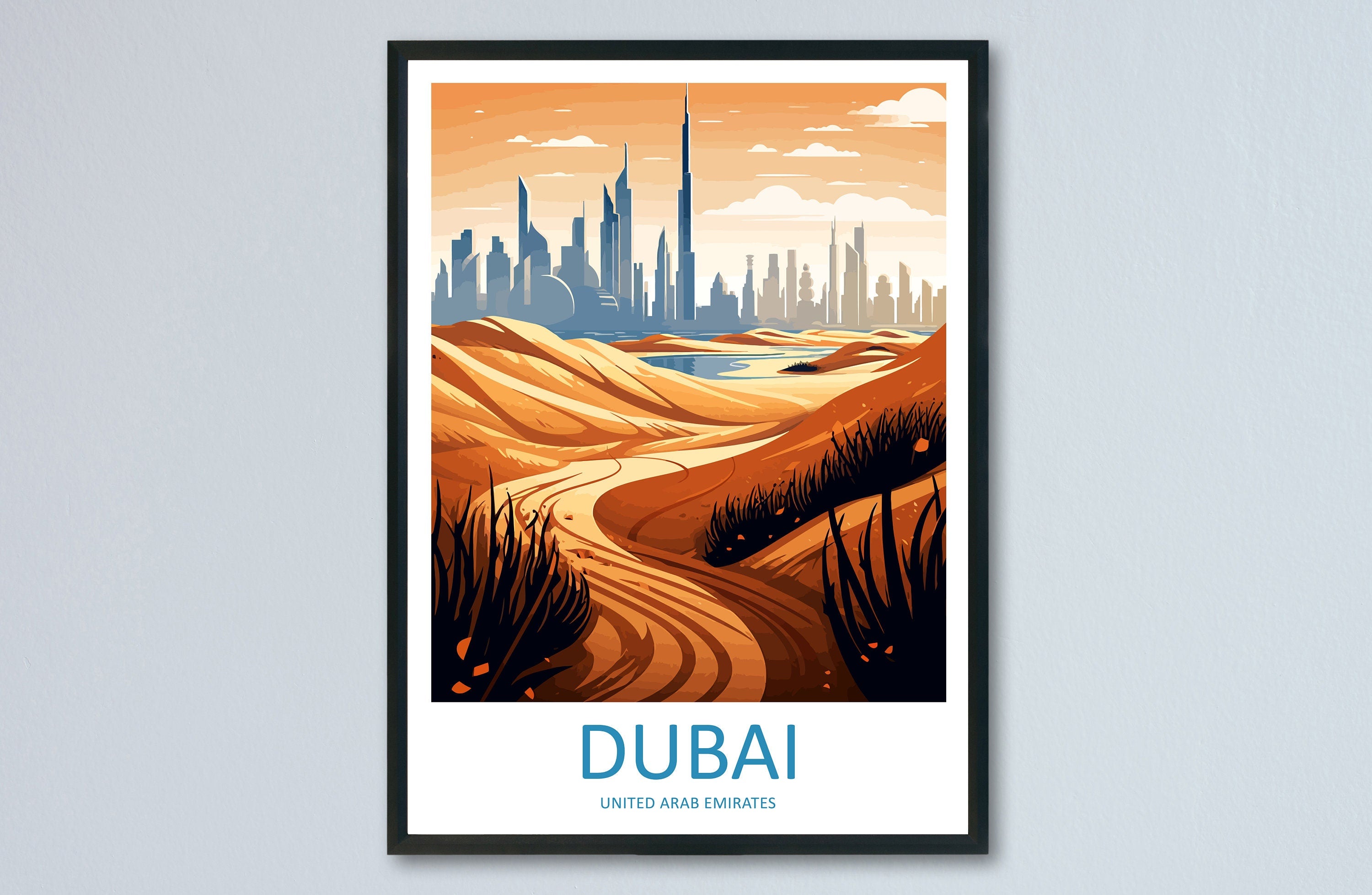 Dubai Travel Print Wall Art Dubai Wall Hanging Home Décor Dubai Gift Art Lovers Wall Art United States Emirates Travel Print Dubai Wall Art