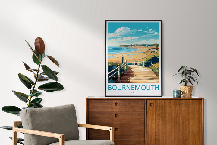 Bournemouth Travel Print Wall Art Bournemouth Wall Hanging Home Décor Bournemouth Gift Art Lovers Dorset Art Lover Gift Bournemouth