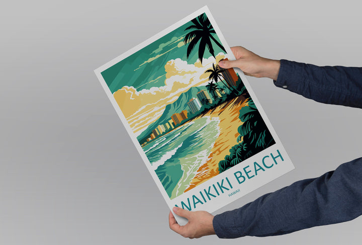 Waikiki Beach Travel Print Wall Art Waikiki Beach Wall Hanging Home Décor Waikiki Beach Gift Art Lovers Hawaii Art Lover Gift Print Artwork
