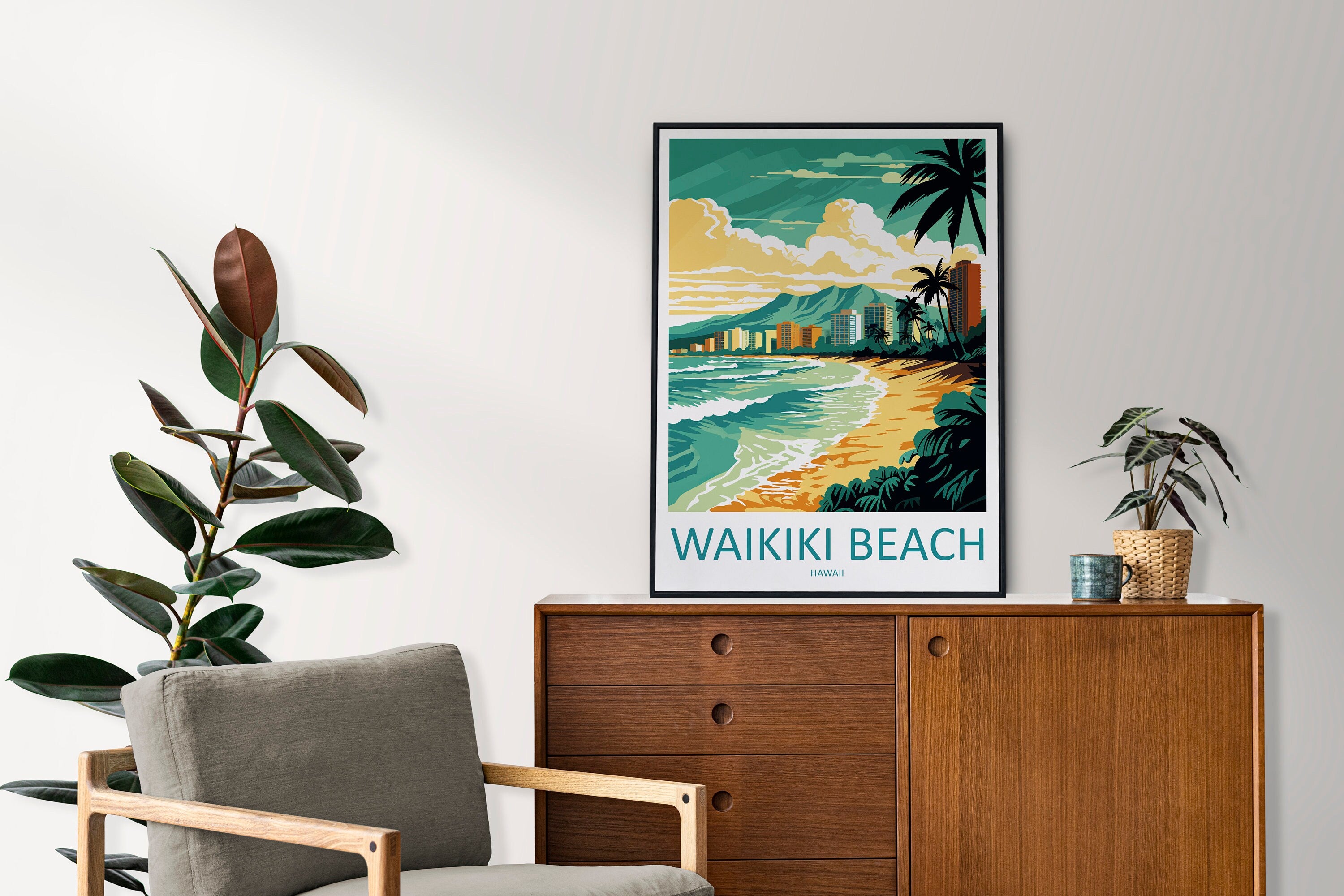 Waikiki Beach Travel Print