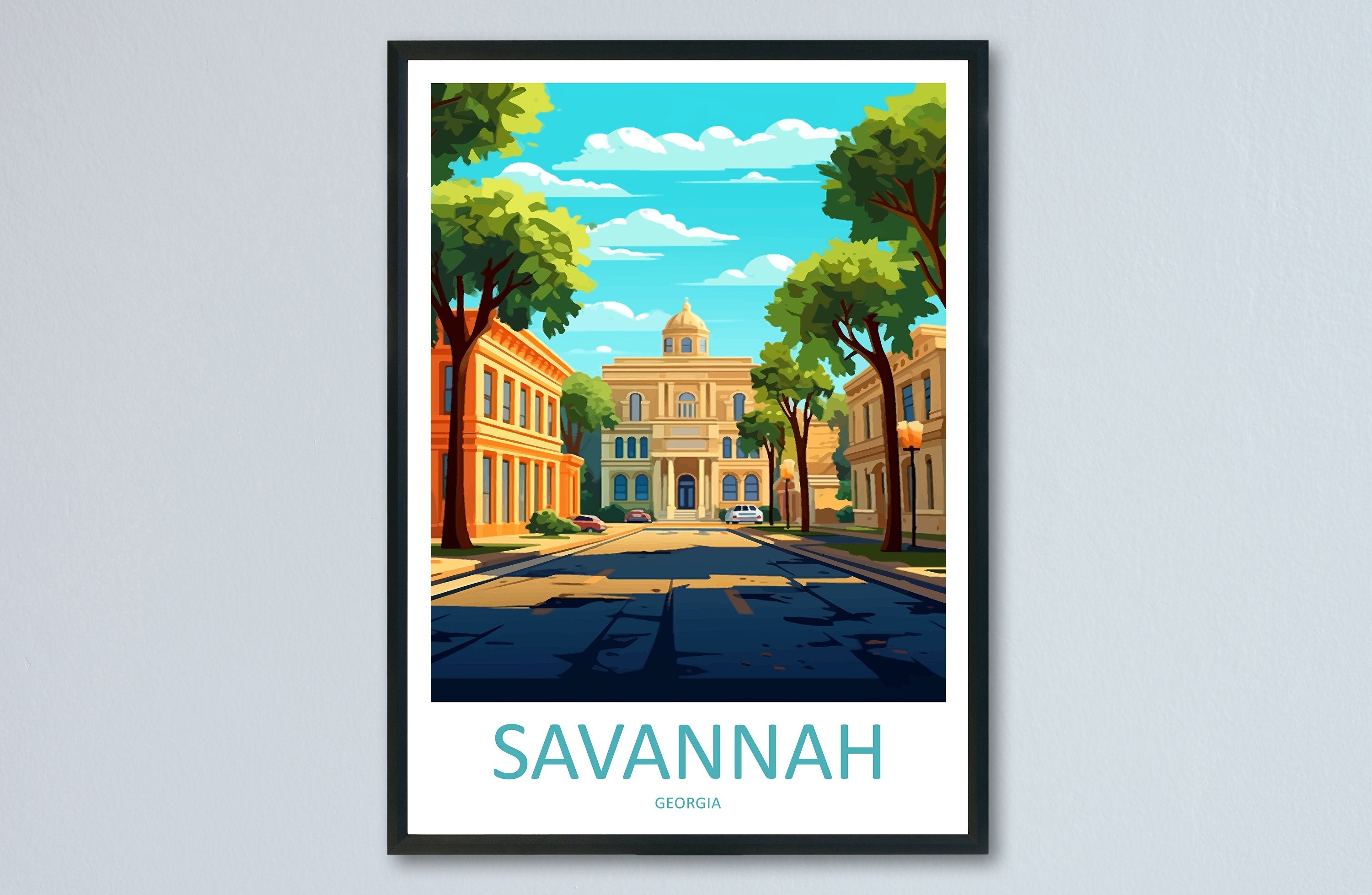 Savannah Travel Print Savannah Home Décor Georgia Art Print Savannah Wall Print For Savannah Gift Wall Hanging Savannah Artwork Décor