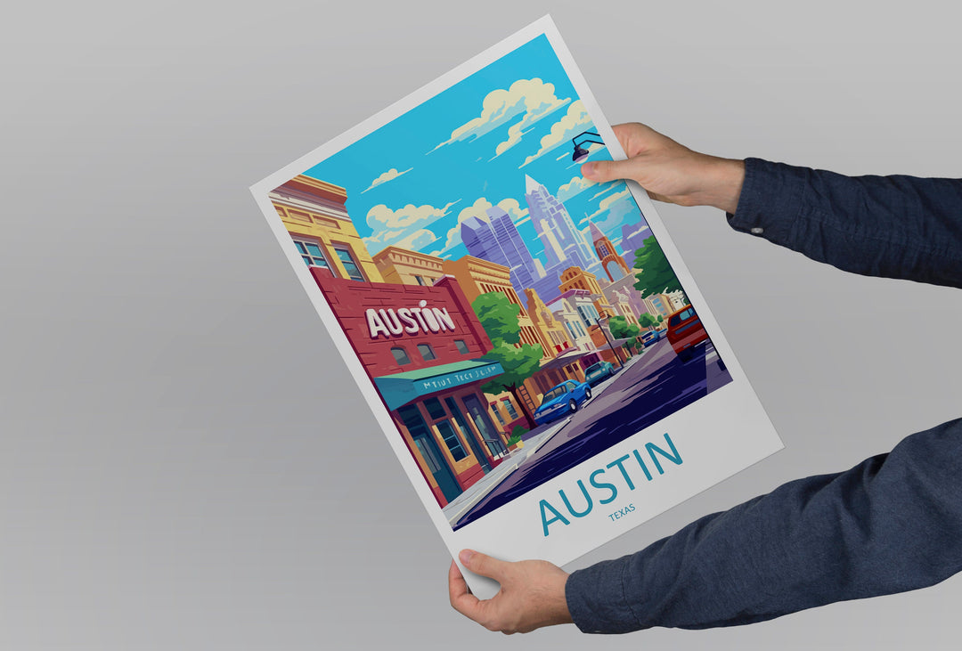 Austin Travel Print Wall Art Austin Wall Hanging Home Décor Austin Gift Art Lovers Texas Art Lover Gift Texas Travel Poster Artwork