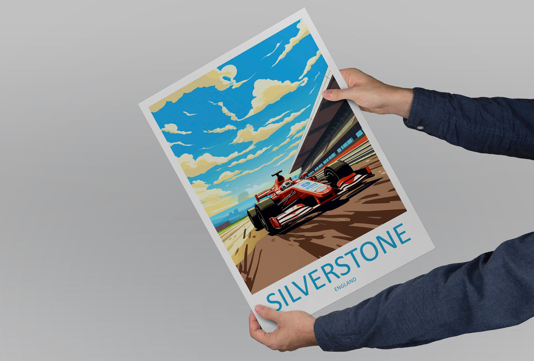 Racing Travel Print Wall Decor Silverstone Circuit Poster Motorsport Travel Print Art Print Racing Illustration England Race car Art