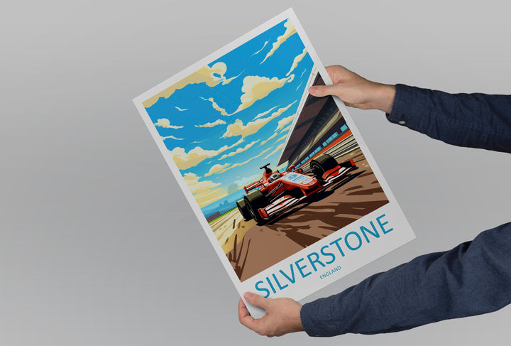 Racing Travel Print Wall Decor Silverstone Circuit Poster Motorsport Travel Print Art Print Racing Illustration England Race car Art