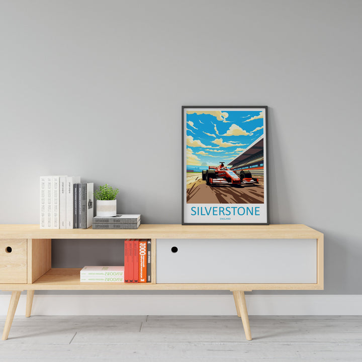 Racing Travel Print Wall Decor Silverstone Circuit Poster Motorsport Travel Print Art Print Racing Illustration England Race car Art