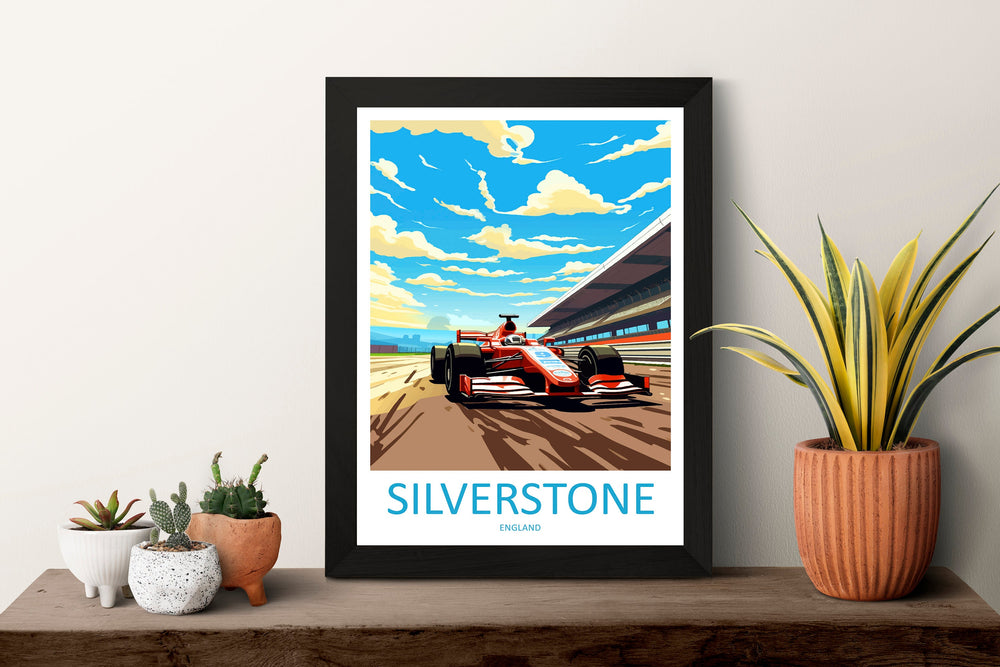 Racing Travel Print Wall Decor Silverstone Circuit Poster Motorsport Travel Print Art Print Racing Illustration England Race car Art