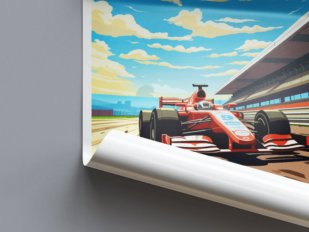 Racing Travel Print Wall Decor Silverstone Circuit Poster Motorsport Travel Print Art Print Racing Illustration England Race car Art