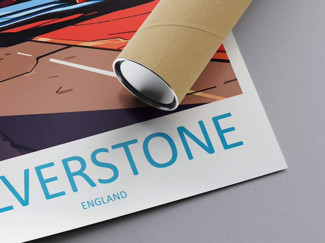 Racing Travel Print Wall Decor Silverstone Circuit Poster Motorsport Travel Print Art Print Racing Illustration England Race car Art
