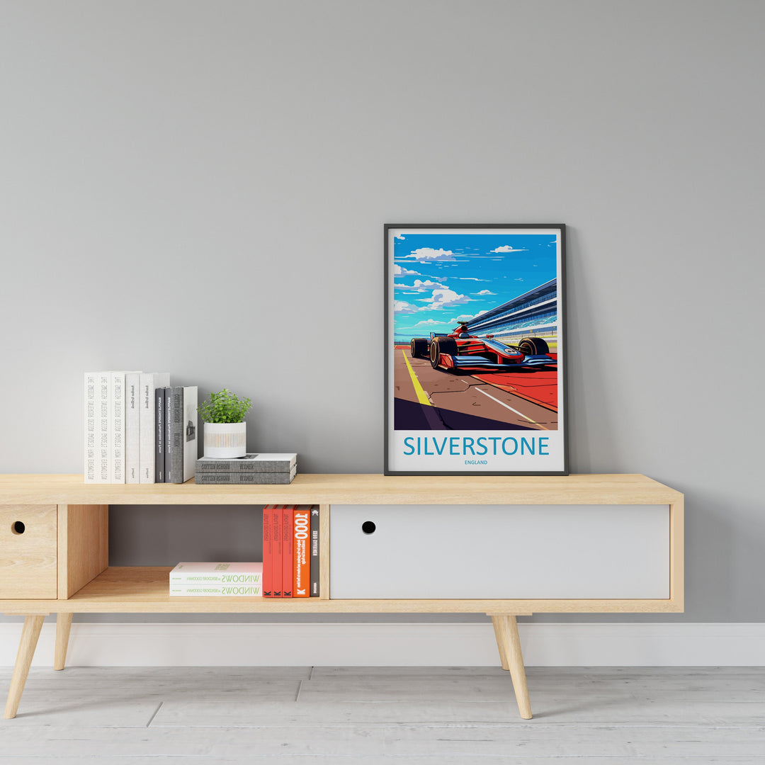 Racing Travel Print Wall Decor Silverstone Circuit Poster Motorsport Travel Print Art Print Racing Illustration England Race car Art