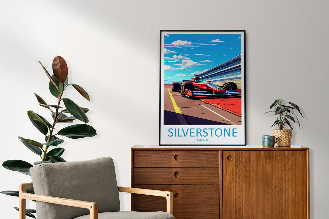 Racing Travel Print Wall Decor Silverstone Circuit Poster Motorsport Travel Print Art Print Racing Illustration England Race car Art