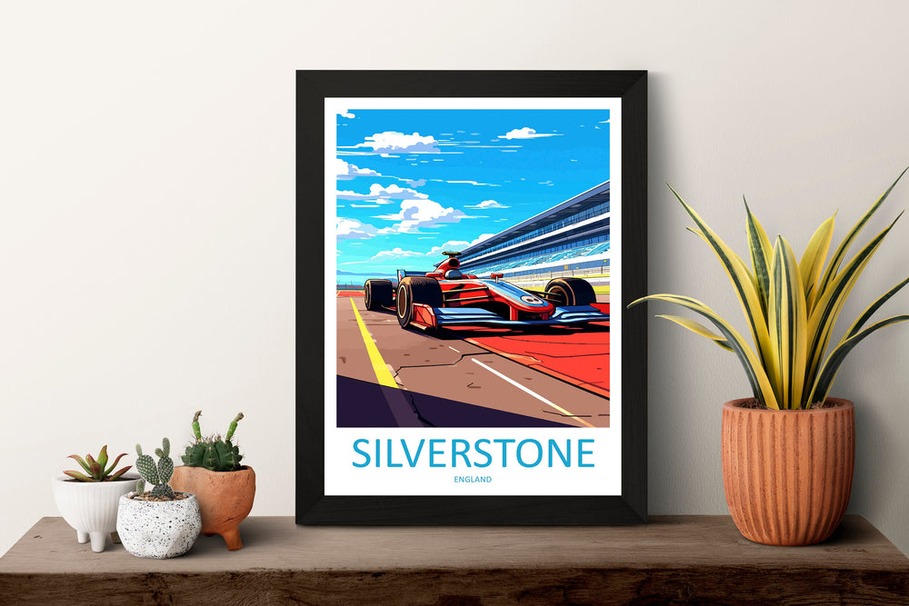 Racing Travel Print Wall Decor Silverstone Circuit Poster Motorsport Travel Print Art Print Racing Illustration England Race car Art