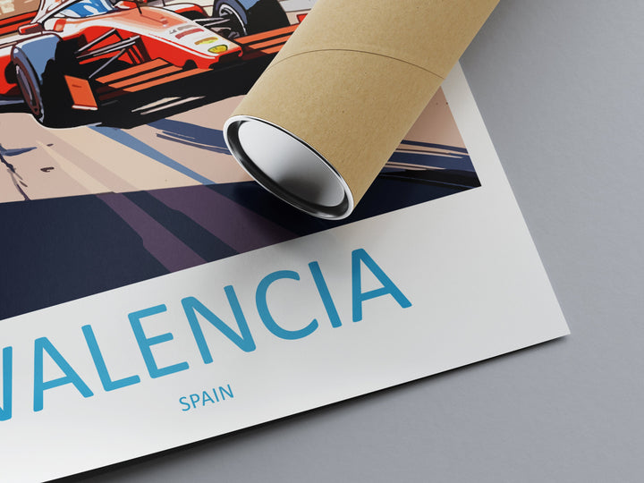 Valencia Travel Print Wall Decor Valencia Circuit Poster Motorsport Travel Print Art Print Racing Illustration Spain Race car Travel Art