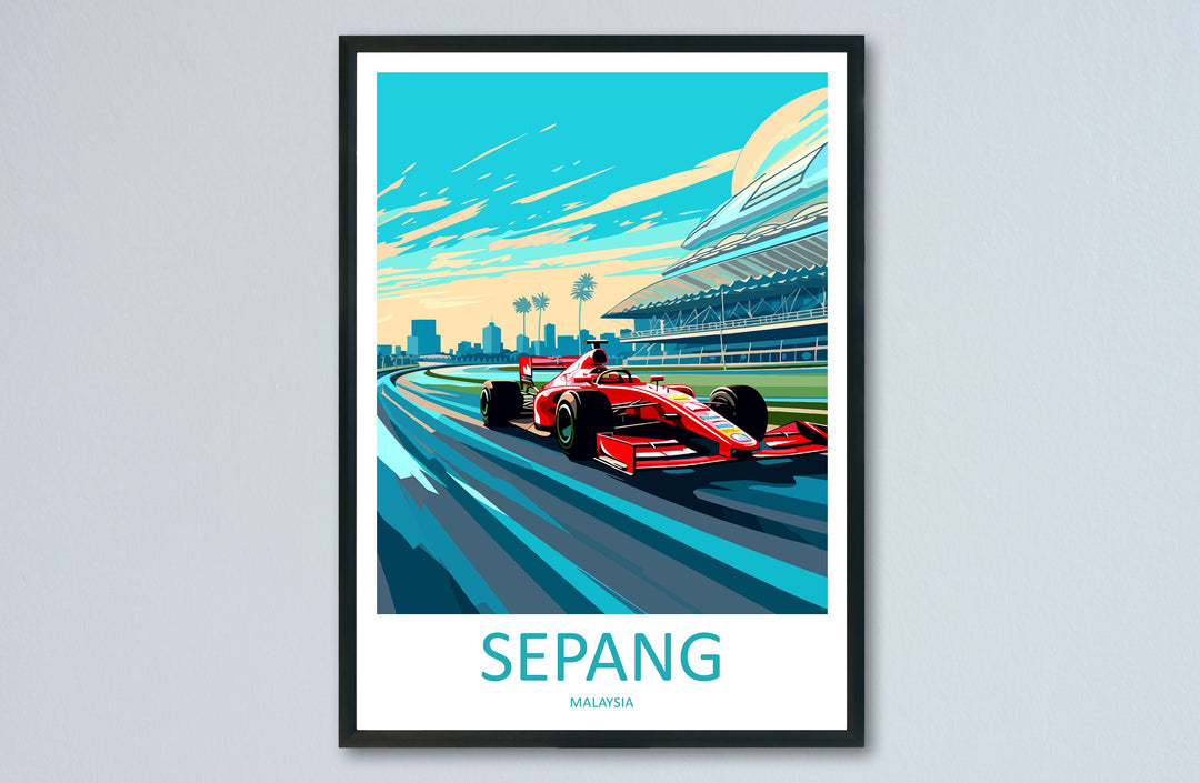 Sepang Travel Print Wall Decor Sepang Circuit Poster Motorsport Travel Print Art Print Racing Illustration Malaysia Race car Travel Art