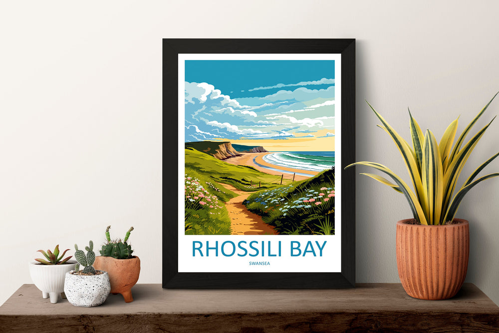 Rhossili Bay Travel Print Wall Art Rhossili Bay Wall Hanging Home Décor Rhossili Bay Gift Art Lover Gift Print Swansea Travel Print