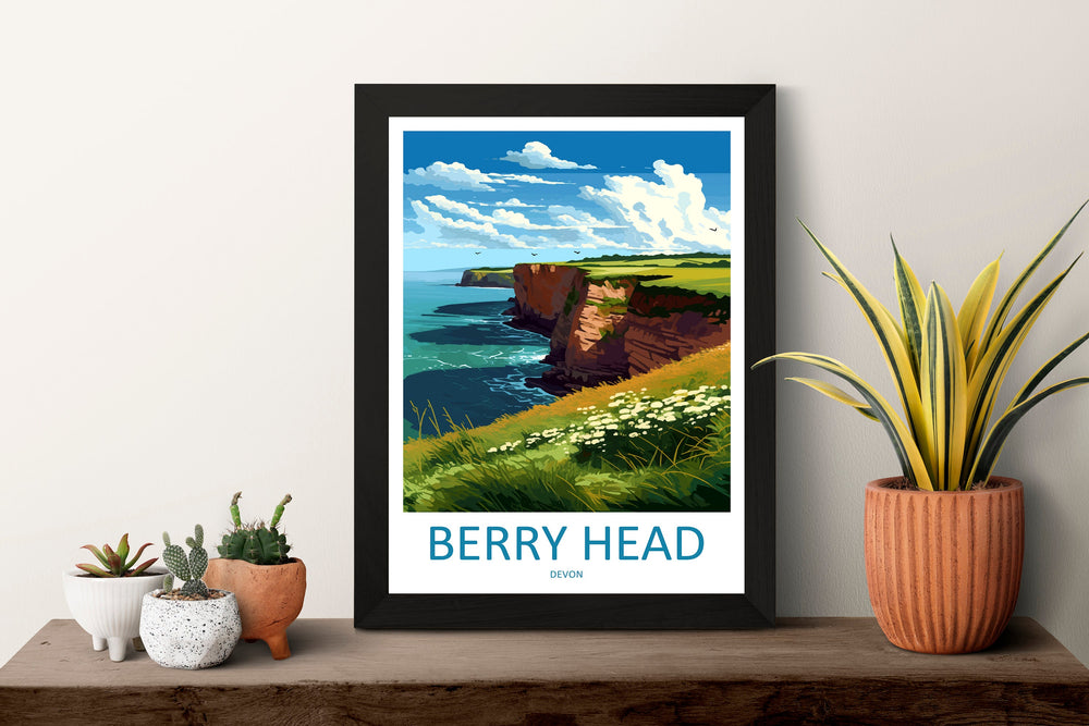 Berry Head Travel Print Wall Art Berry Head Wall Hanging Home Decor Berry Head Gift Art Lovers Wall Art Devon Travel Art