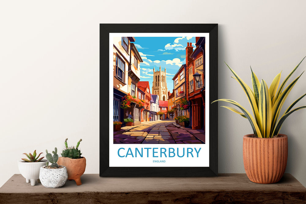 Canterbury Travel Print Wall Art Canterbury Wall Hanging Home Décor Canterbury Gift Art Lovers Art Lover Gift Canterbury Travel Art Gift