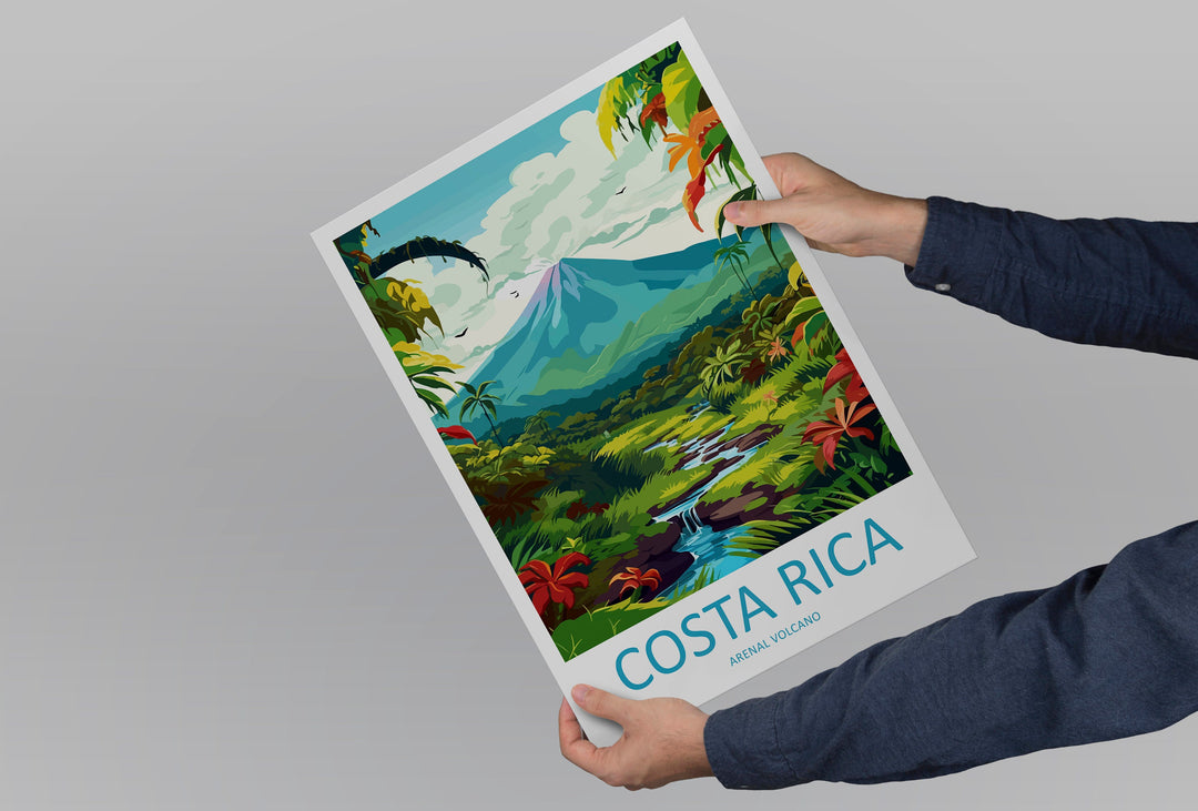 Costa Rica Arenal Volcano Travel Print Wall Art Costa Rica Wall Hanging Home Décor Costa Rica Gift Art Lovers Wall Art Caribbean Travel Art