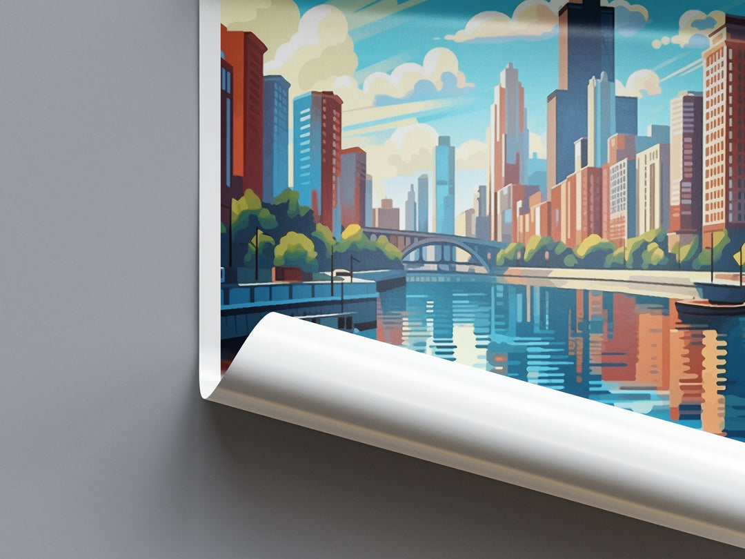 Chicago Travel Print Wall Art Chicago Wall Hanging Home Décor Chicago Gift Art Lovers Illinois Art Lover Gift