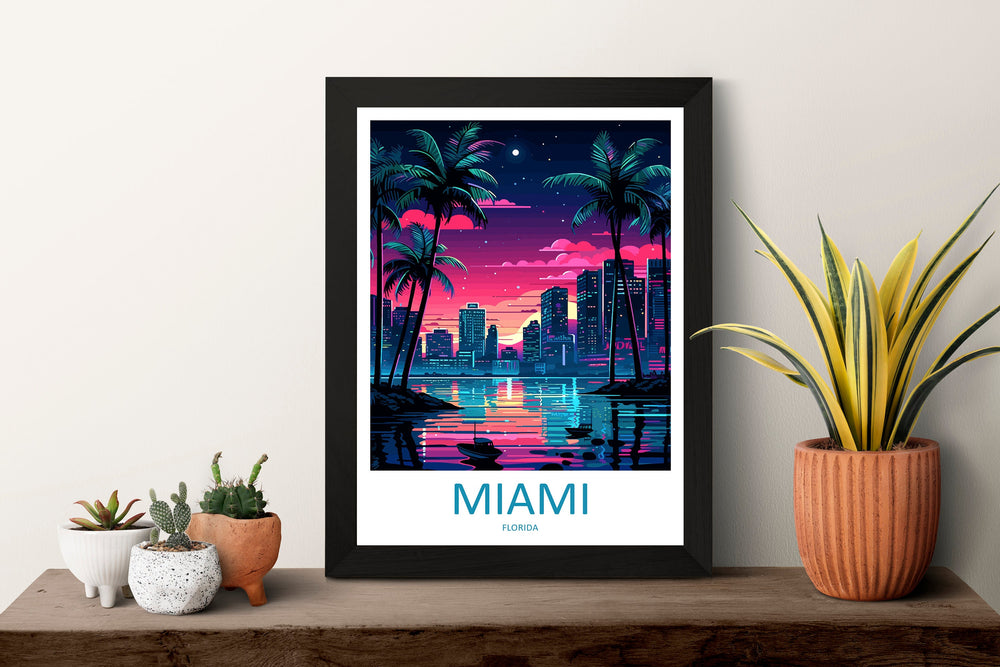 Miami Travel Print Wall Art Miami Wall Hanging Home Décor Miami Gift Art Lovers Florida Art Lover Gift Florida Print